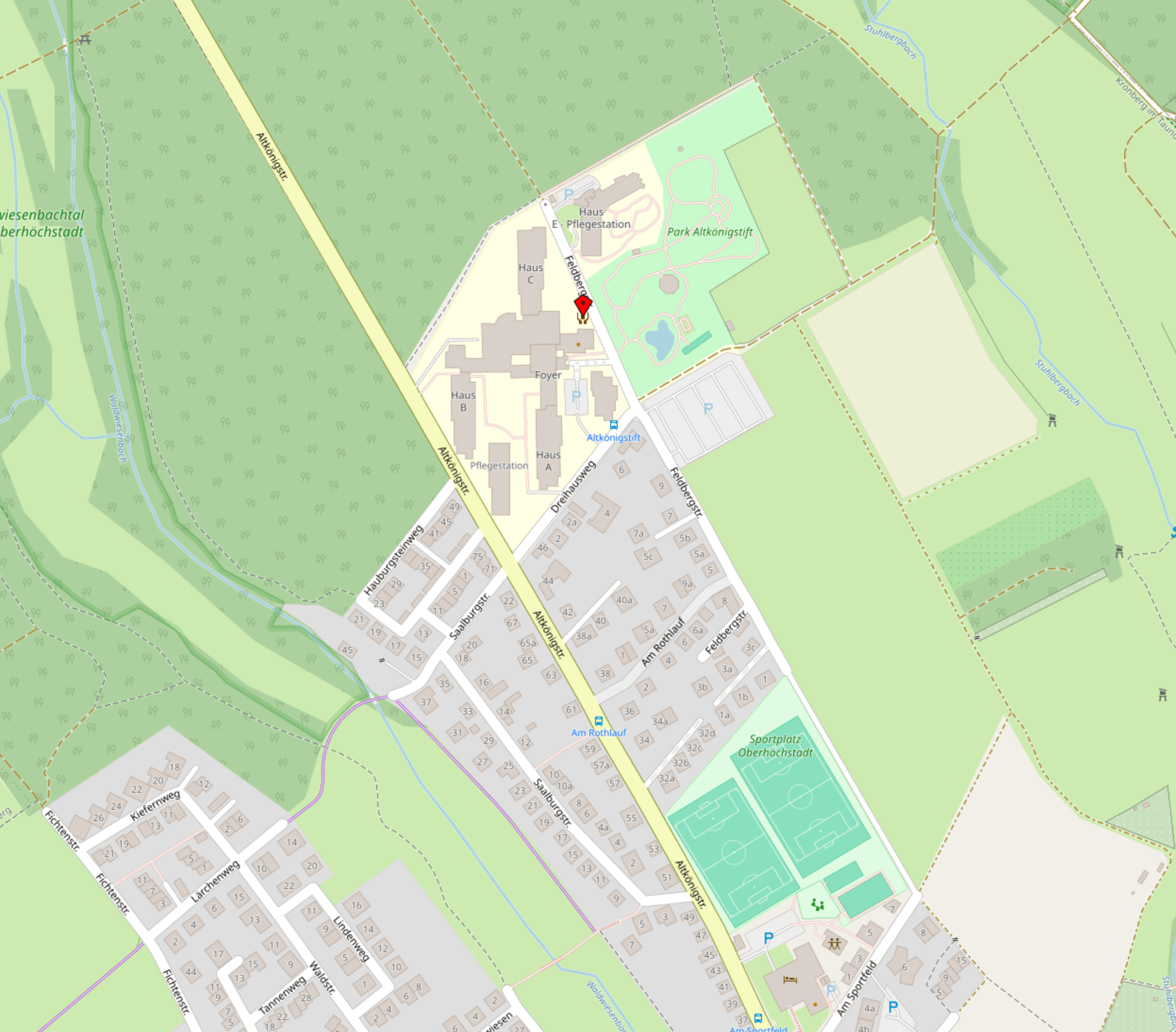 Kartenansicht rund um das Altkönig-Stift in Kronberg im Taunus